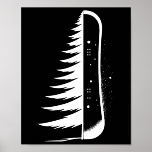 Snowboard Pine Tree Snowboarder Poster