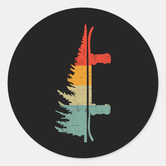 Snowboard Pine Tree - Snowboarder Winnen Ronde Sticker (Voorkant)
