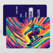 Snowboard psychédélique Invitation d'anniversaire (Devant / Derrière)