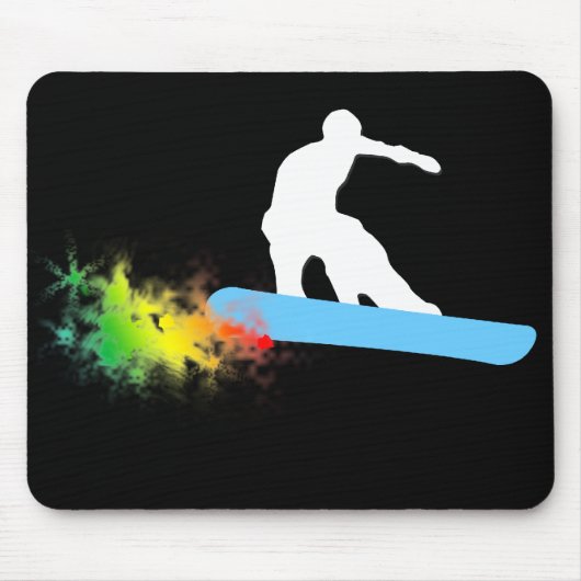 snowboard, regenboog. muismat (Voorkant)