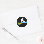 snowboard, regenboog. ronde sticker (Envelop)