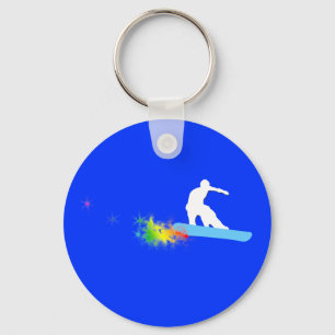 snowboard, regenboog. sleutelhanger