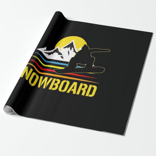 Snowboard Retro  Cadeaupapier (Uitgerold)