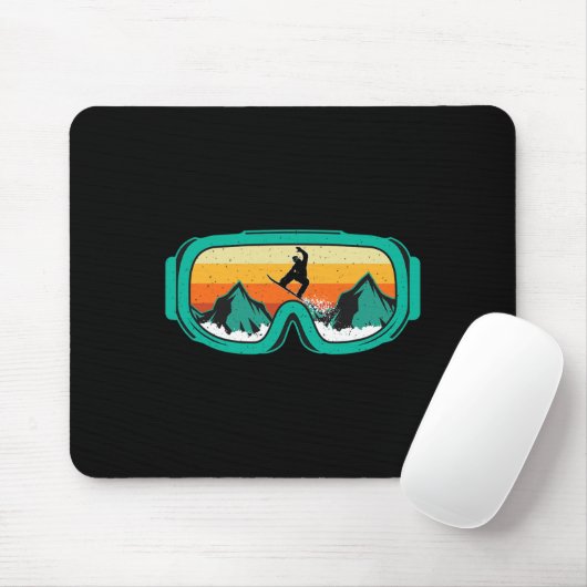 Snowboard - Retro Goggles Wintersport Lover Snowb Muismat (Met muis)