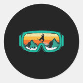 Snowboard - Retro Goggles Wintersport Lover Snowb Ronde Sticker (Voorkant)