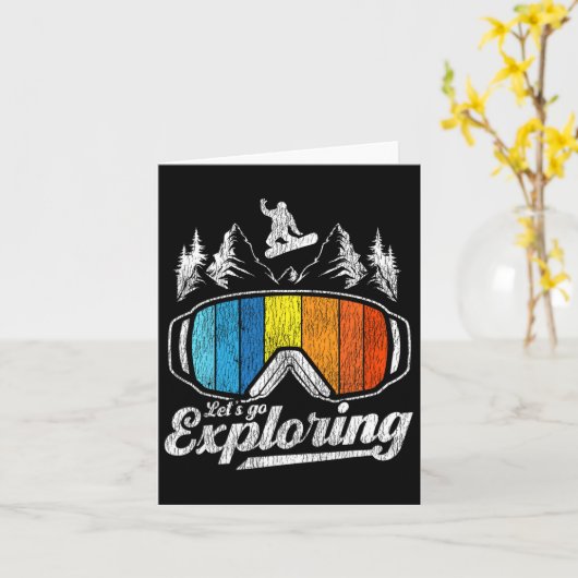 Snowboard  Retro Let's Go Expl Kaart (Gele Bloem)