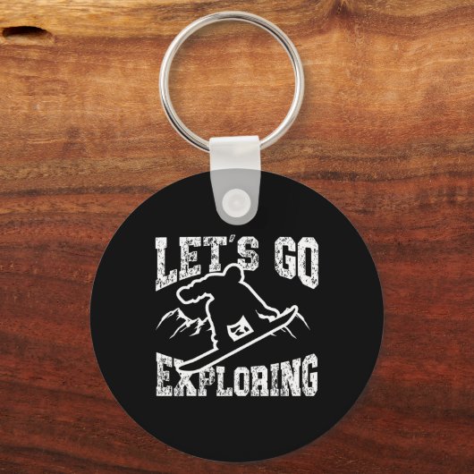 Snowboard  Retro Let's Go Expl Sleutelhanger (Voorkant)