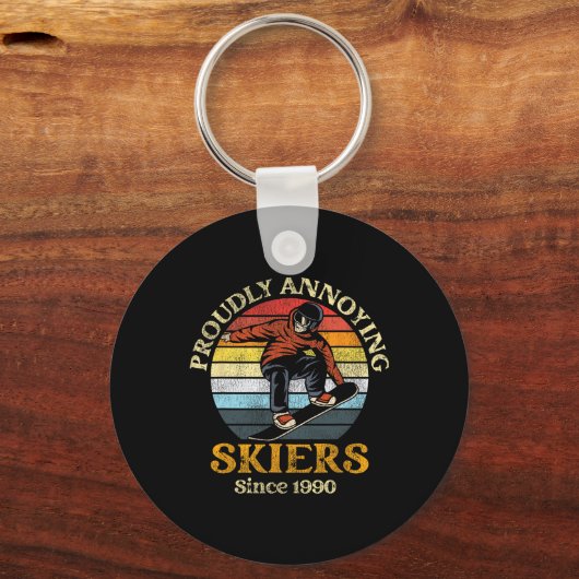 Snowboard  Retro met trots geïrriteerd Sleutelhanger (Voorkant)