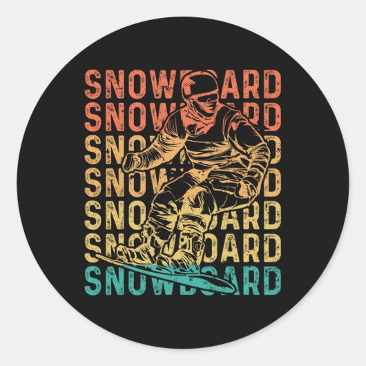 Snowboard Retro Snowboard Ronde Sticker (Voorkant)