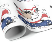 Snowboard Santa Wrapping Paper Cadeaupapier (Rol Hoek)