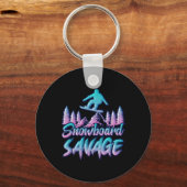 Snowboard Savage Funny Snowboarder Kinder Snowboar Sleutelhanger (Voorkant)