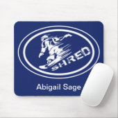 Snowboard "SHRED" Ovaal Silhouette Snowboarder Lab Muismat (Met muis)