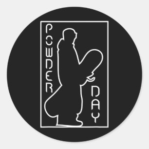 Snowboard Ski Wintersport Sneeuwpoeder Dag Logo Ronde Sticker