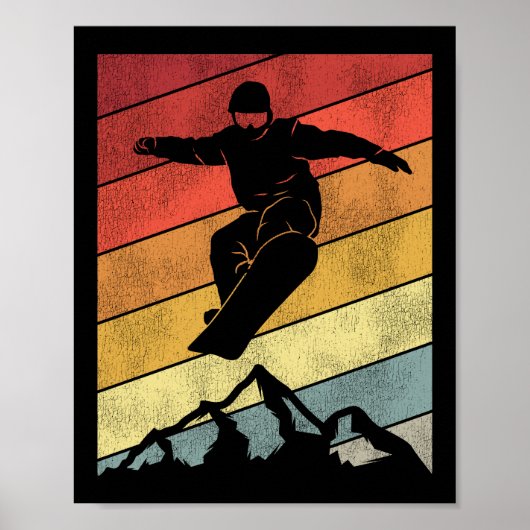 Snowboard Snowboard Retro  Retro Mountain Poster (Voorkant)