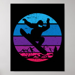 Snowboard Snowboard Silhouette I Retro Poster