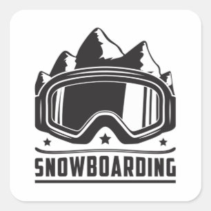 Snowboard Snowboarder Snowboarden Sneeuwcadeau Ide Vierkante Sticker