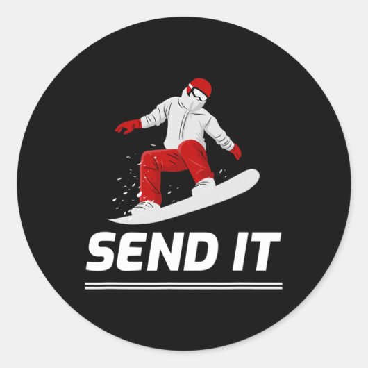 Snowboard Snowboarder verzendt het Snowboarding Wi Ronde Sticker (Voorkant)