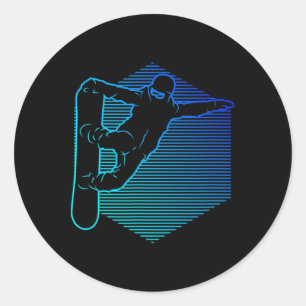 Snowboard snowboarder voor dames ronde sticker