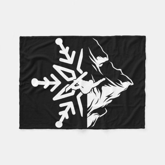 Snowboard Snowflake  Retro Fleece Deken (Voorkant (Horizontaal))