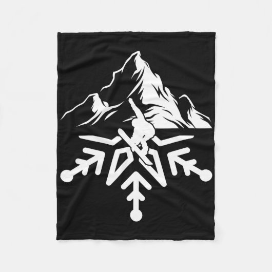 Snowboard Snowflake  Retro Fleece Deken (Voorkant)