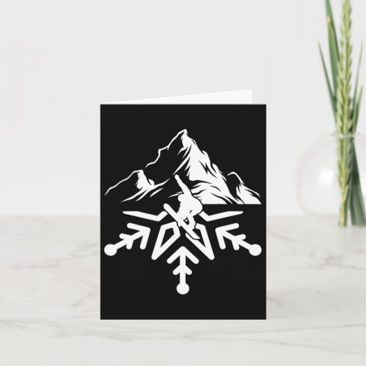 Snowboard Snowflake  Retro Kaart (Voorkant)