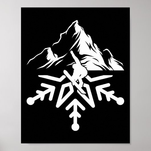 Snowboard Snowflake  Retro Poster (Voorkant)
