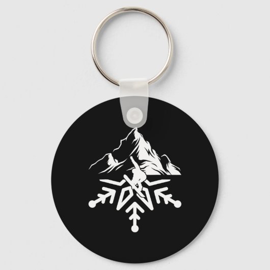Snowboard Snowflake  Retro Sleutelhanger (Voorkant)