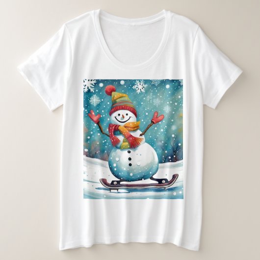 Snowboard Snowman - T-Shirt plus taille femme (Design devant)