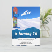 Snowboard Sports d'hiver Anniversaire Invitation (Debout devant)