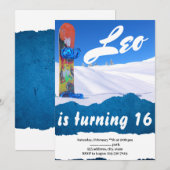 Snowboard Sports d'hiver Anniversaire Invitation (Devant / Derrière)