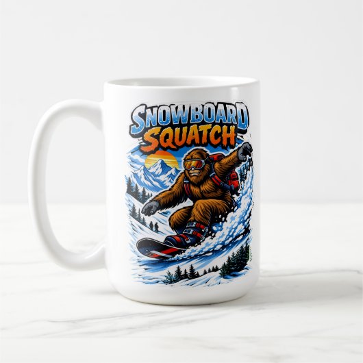 Snowboard Squatch – Funny Bigfoot Snowboarding Koffiemok (Links)