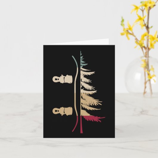Snowboard Tree Snowboarder Retro Kaart (Gele Bloem)