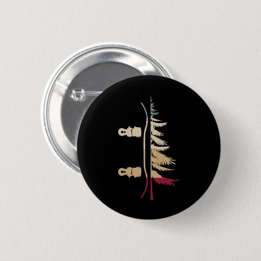 Snowboard Tree Snowboarder Retro Ronde Button 5,7 Cm (Voorkant /achterkant)
