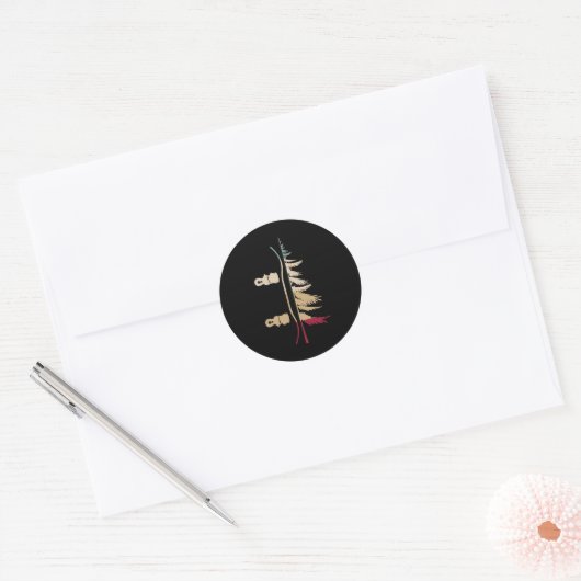Snowboard Tree Snowboarder Retro Ronde Sticker (Envelop)