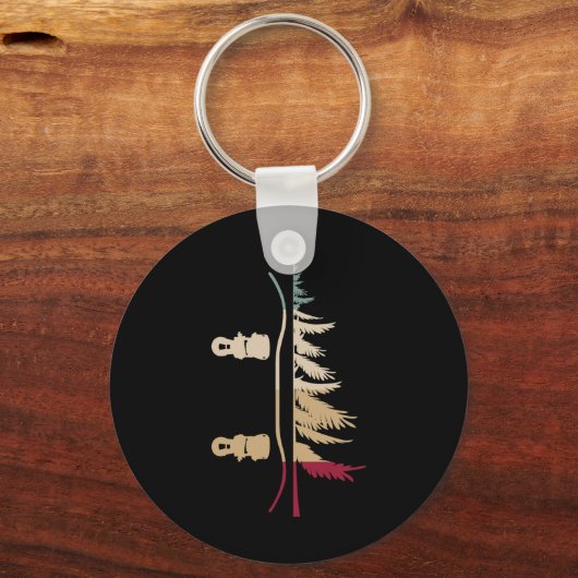 Snowboard Tree Snowboarder Retro Sleutelhanger (Voorkant)
