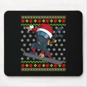Snowboard Ugly KerstSweater Pattern Ninja Sno Muismat (Voorkant)