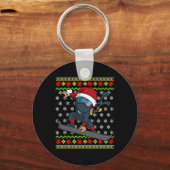 Snowboard Ugly KerstSweater Pattern Ninja Sno Sleutelhanger (Voorkant)