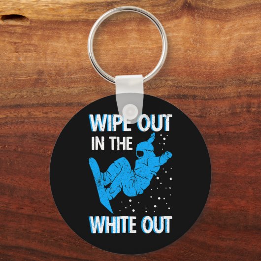Snowboard veeg uit in het witte skigebied Sno Sleutelhanger (Voorkant)