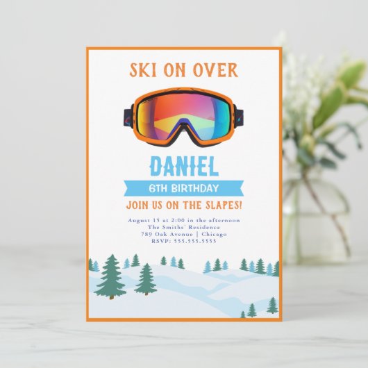 Snowboard verjaardagsuitnodiging kaart (Staand voorkant)