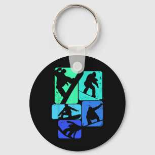 Snowboard voor snowboarder retro Mannen snowboarde Sleutelhanger