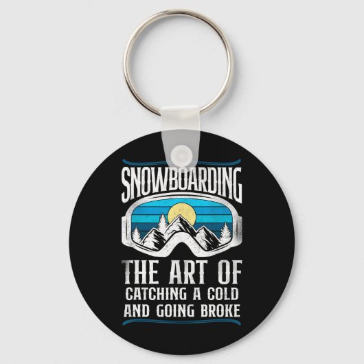 Snowboardbordgans met  Retrooggles Sleutelhanger (Voorkant)