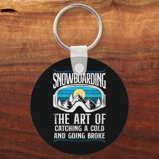 Snowboardbordgans met  Retrooggles Sleutelhanger (Voorkant)