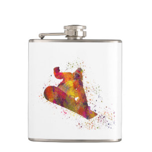 snowboarden aquarel heupfles