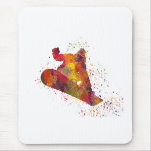 snowboarden aquarel muismat