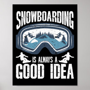 Snowboarden Art Mannen Snowboard Winter Cool Snowb Poster