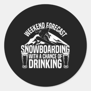 Snowboarden Bier Weekend Voorspelling Snowb Ronde Sticker