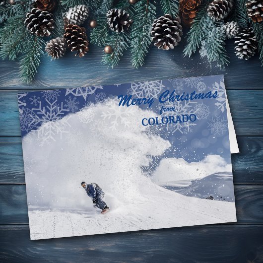Snowboarden Colorado Snowflake Kerst Kaart