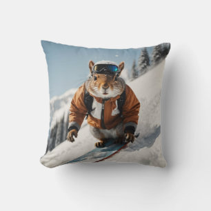 Snowboarden Eekhoorn Wintertime Whimsical Animal Kussen