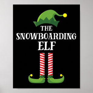 Snowboarden Elf Matching Family Kerstmis P Poster