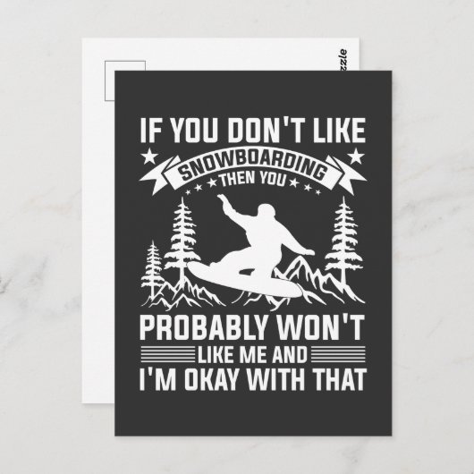 Snowboarden: grappige uitspraken voor liefhebbers briefkaart (Voorkant / Achterkant)